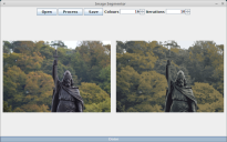 A screenshot of ImageSegmentorDemo with an image of King Alfred the Great segmented into 16 colours